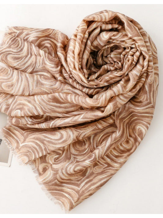 Scarvii - Classic Scarf & Shawl with Gold Foil Wavy Pattern