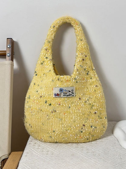 Cosbai - Colorful Knit Shoulder Tote Bag