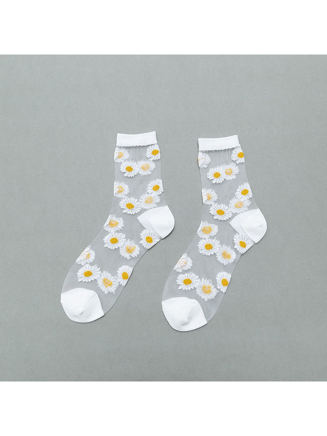 Rufia - Sheer Daisy Pattern Mesh Crew Socks
