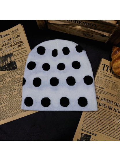 Haila - Polka Dot Knit Slouchy Beanie