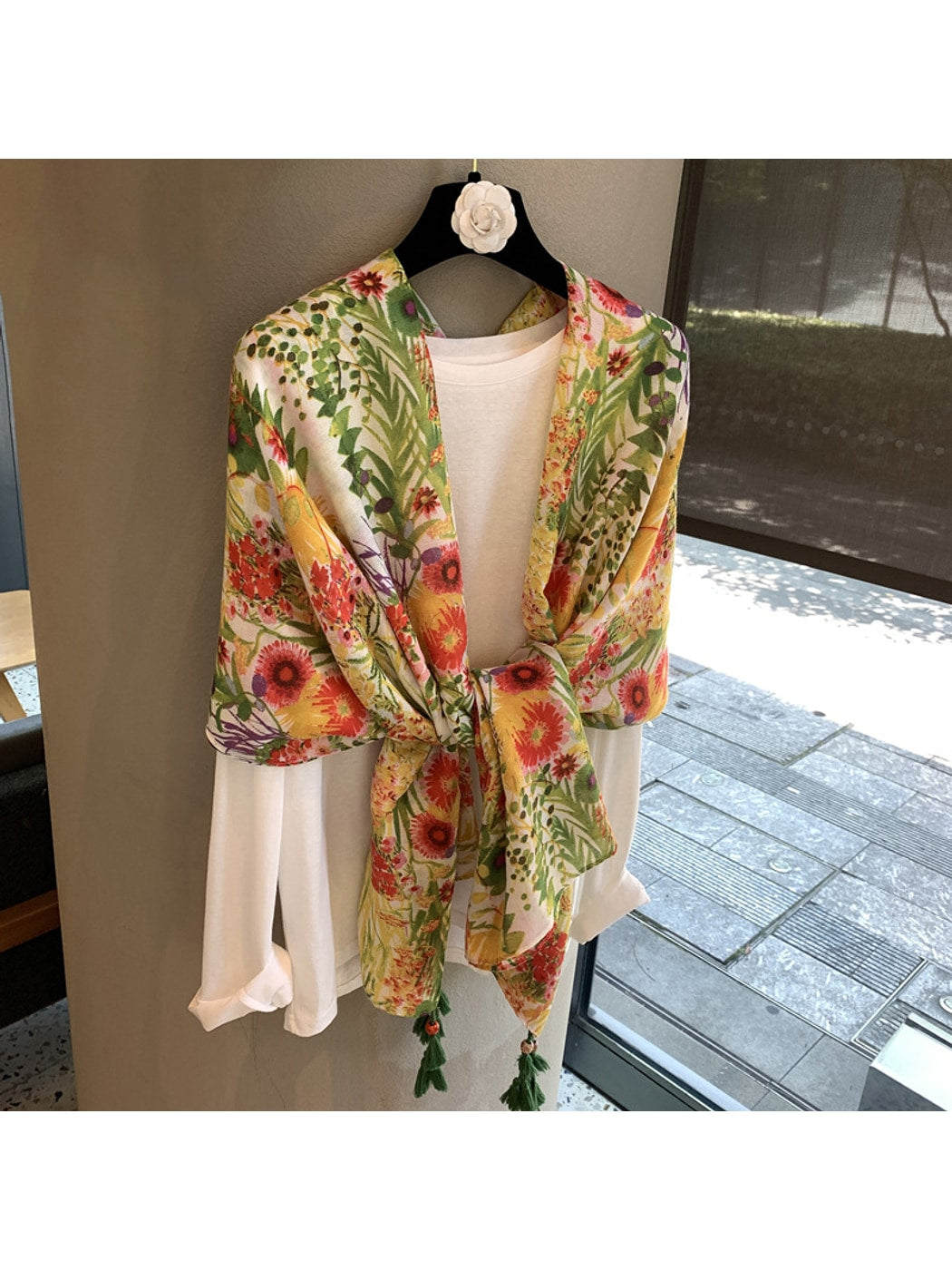Scarvii - Floral Botanical Print Rectangular Scarf