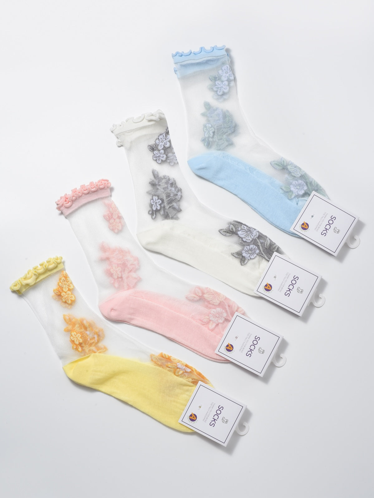 Rufia - Sheer Floral Embroidered Crew Socks product image 1