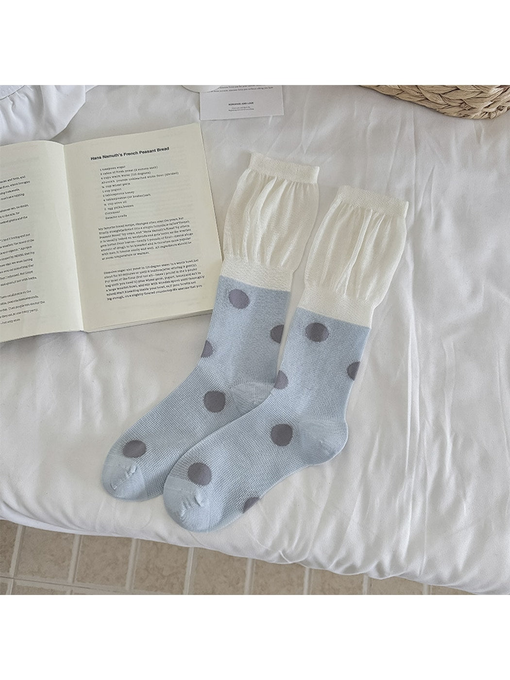 Rufia - Colorblock Polka Dot Casual Crew Socks