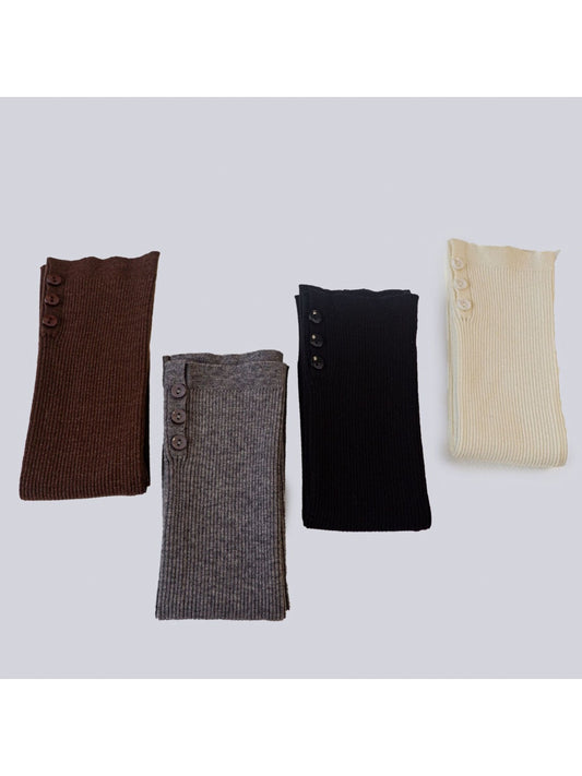 Cozyra - Mid-Calf Ribbed Button Slit Leg Warmers