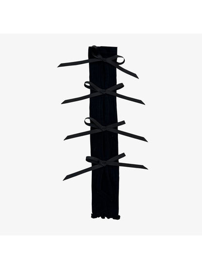 Cozyra - Ribbon Tie Striped Knit Leg Warmers