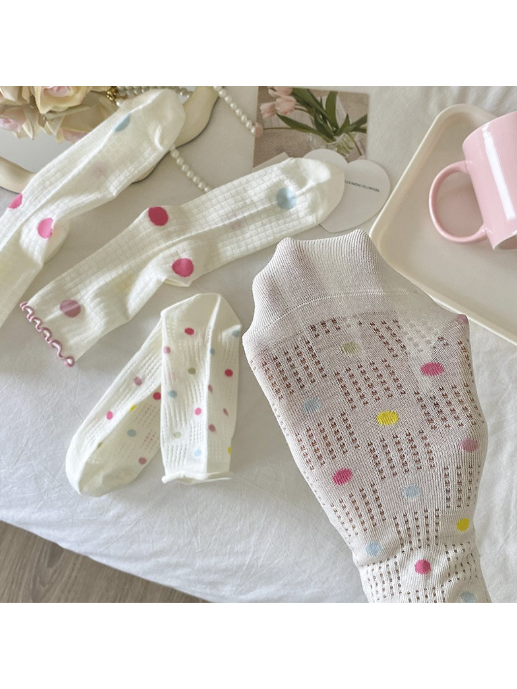 Rufia - Pastel Candy Dot and Stripe Crew Socks
