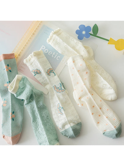 Rufia - Poetic Floral Texture Knit Crew Socks product image 1