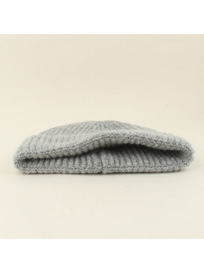 Haila - Brimless Ribbed Pom Pom Winter Knit Beanie