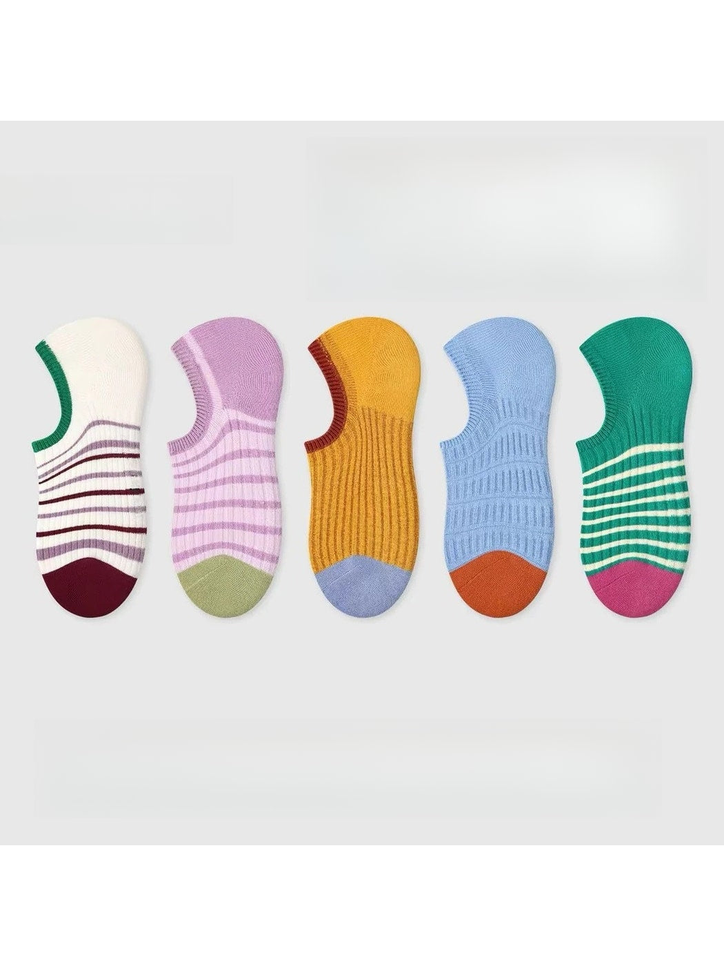 Rufia - Striped Colorblock Candy-colored Low Ankle Socks