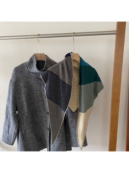 Scarvii - Color Block Stripe Triangle Scarf