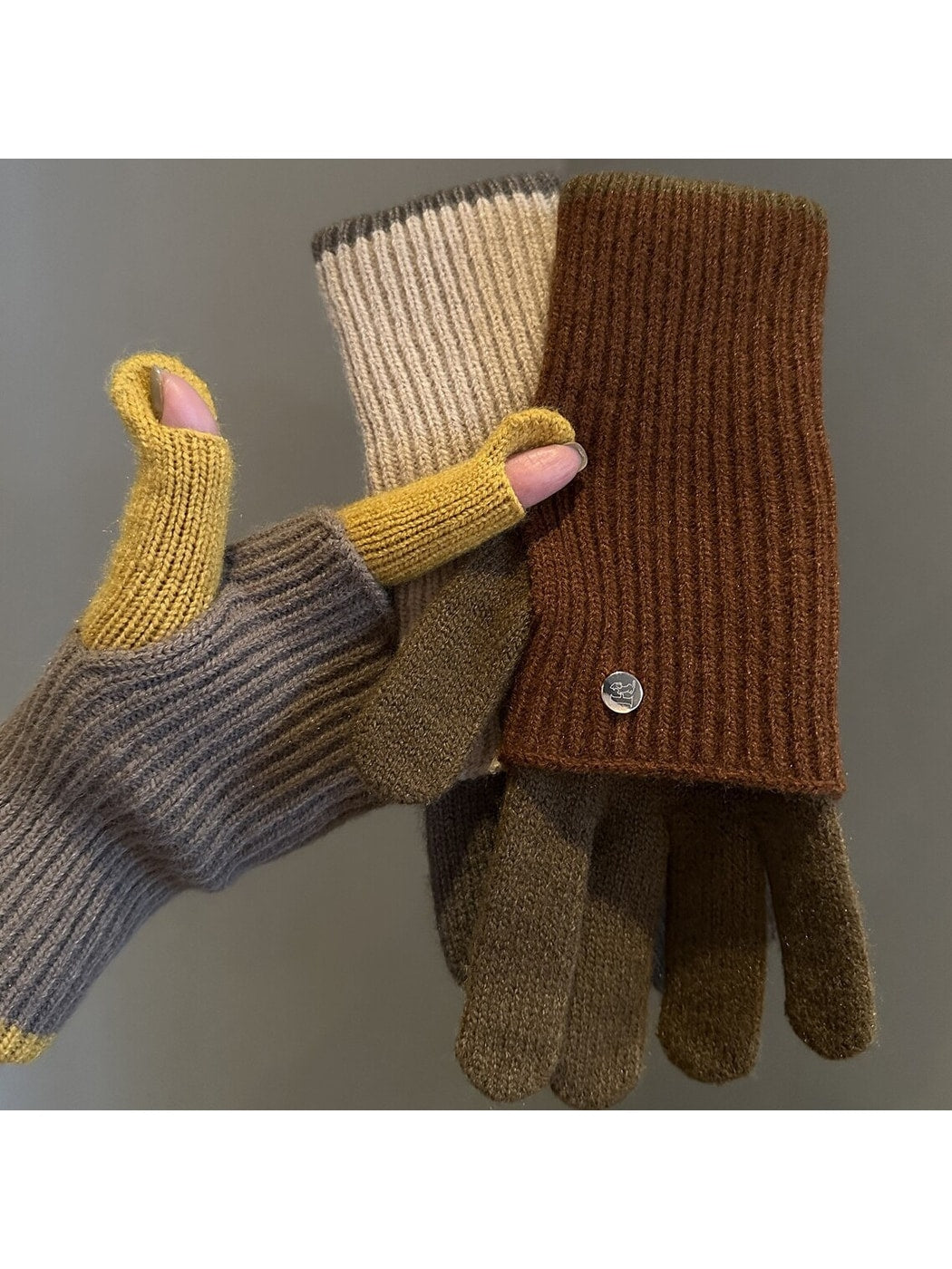 Gloving - Colorblock Ribbed Knit Winter Gloves