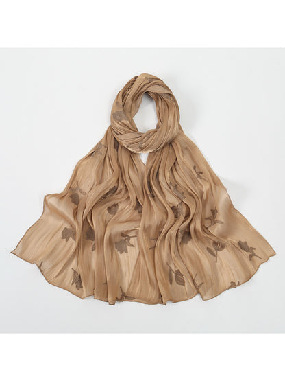 Scarvii Soft Sheer Floral Embroidered Scarf