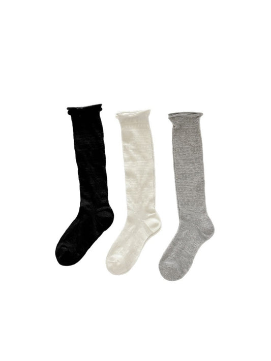Rufia - Retro Lace Openwork Rolled Cuff Socks
