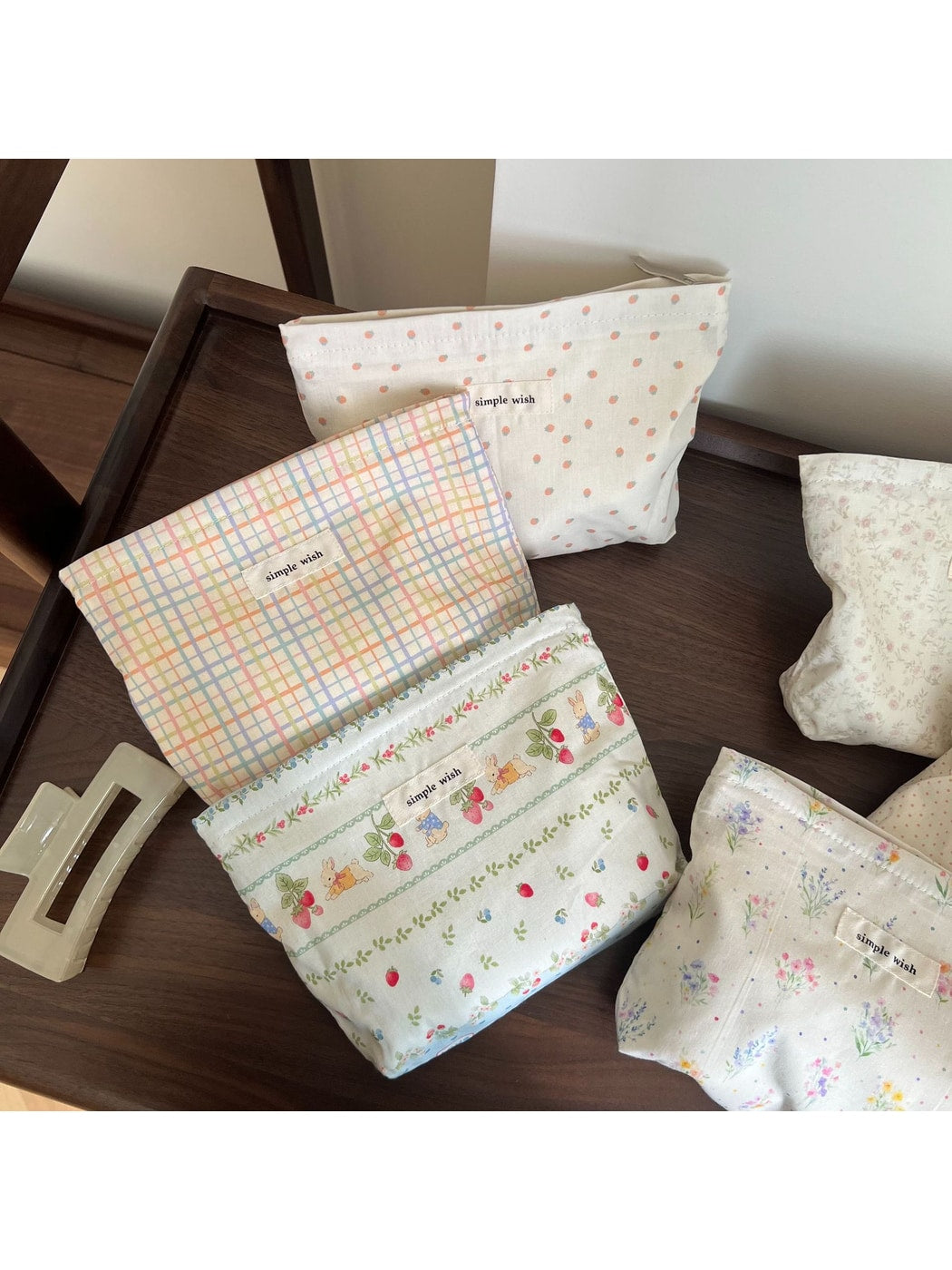 Cosbai - Printed Soft Rectangular Zip Pouch Bag