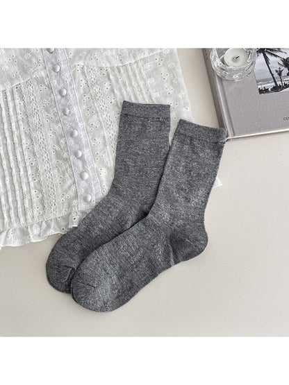 Rufia - Gentle Muted Geometric Openwork Crew Socks