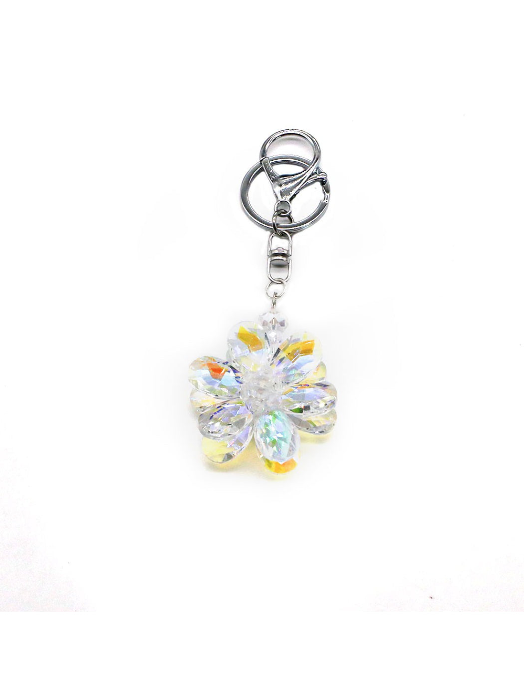 Koco Crystal Bloom Keychain Charm color options including Rainbow, Orange, Pink