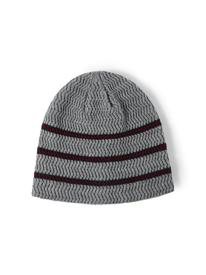 Haila - Contrast Stripe Fleece-Lined Knit Beanie