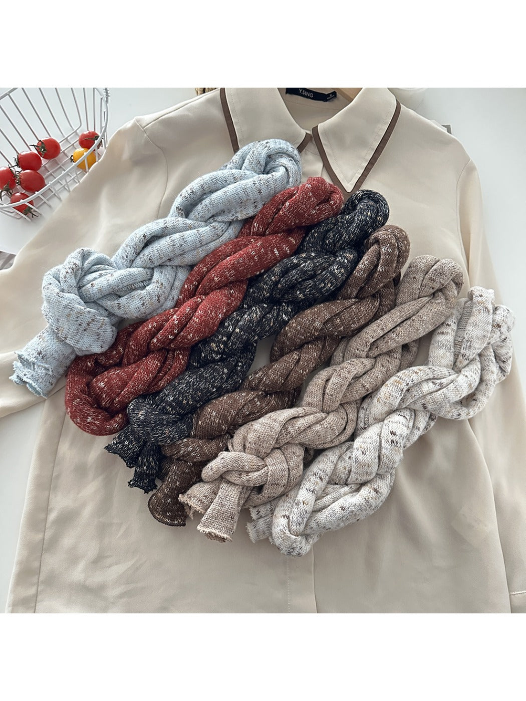 Scarvii - Winter Long Narrow Scarf with Starry Print