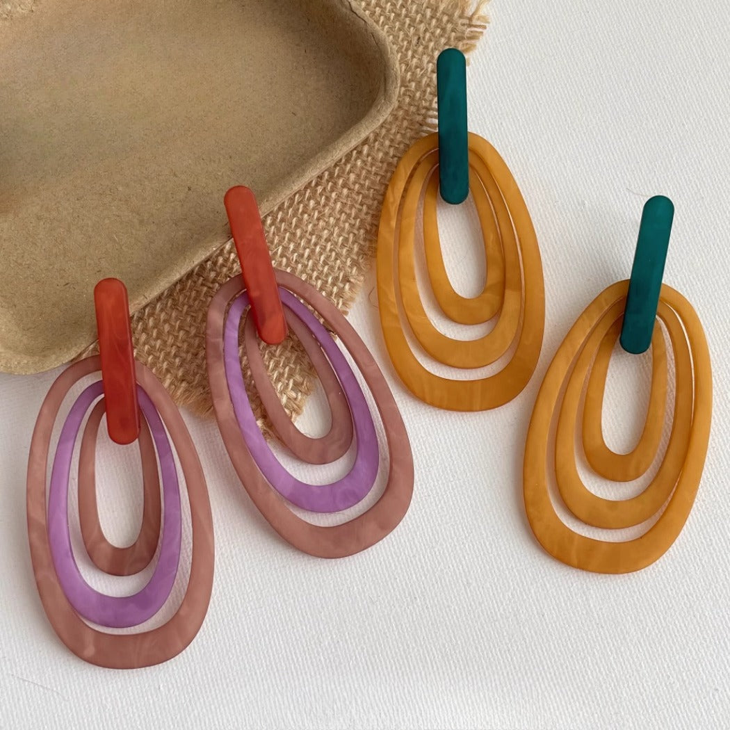 Earwish - Vintage Resin Statement Earrings - Eye-catching