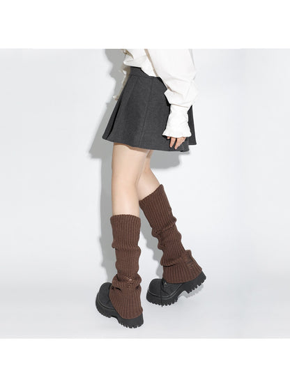 Cozyra - Solid Color Distressed Knit Leg Warmers