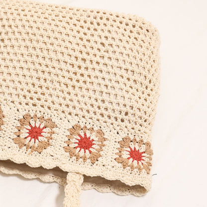Cosbai - Large Crochet Flower Shoulder Bag - Vintage & Spacious