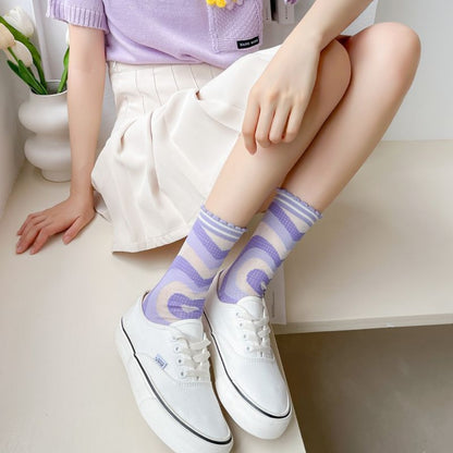 Rufia - Hollow Heart Pattern Mid-Calf Stockings