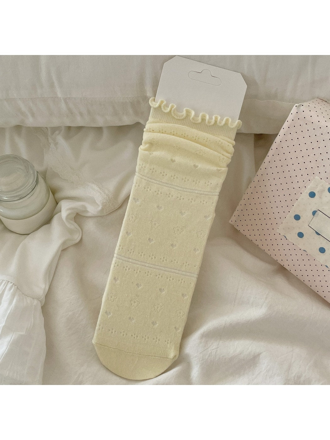 Rufia - Ruffle Cuff Hollow-Out Socks