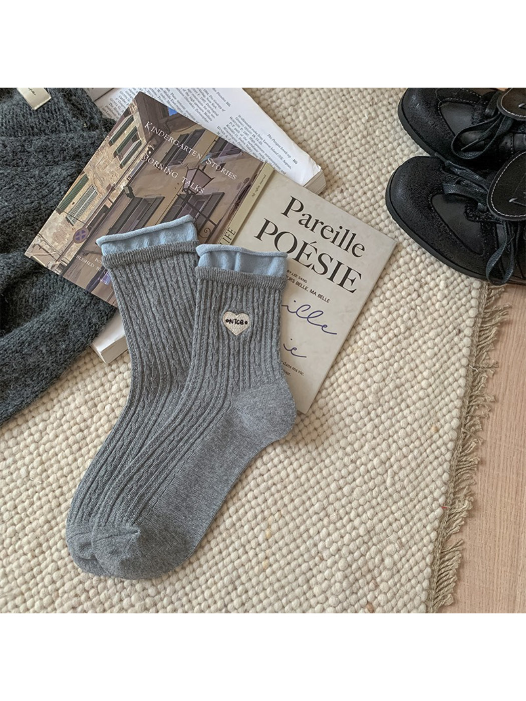 Rufia - Heart Label Ribbed Mid-Calf Crew Socks