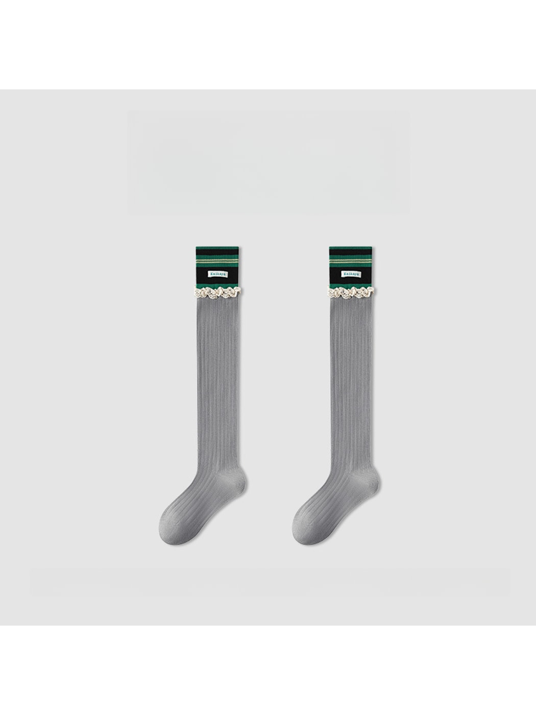 Rufia - Striped Ribbed Casual Knee-high Socks