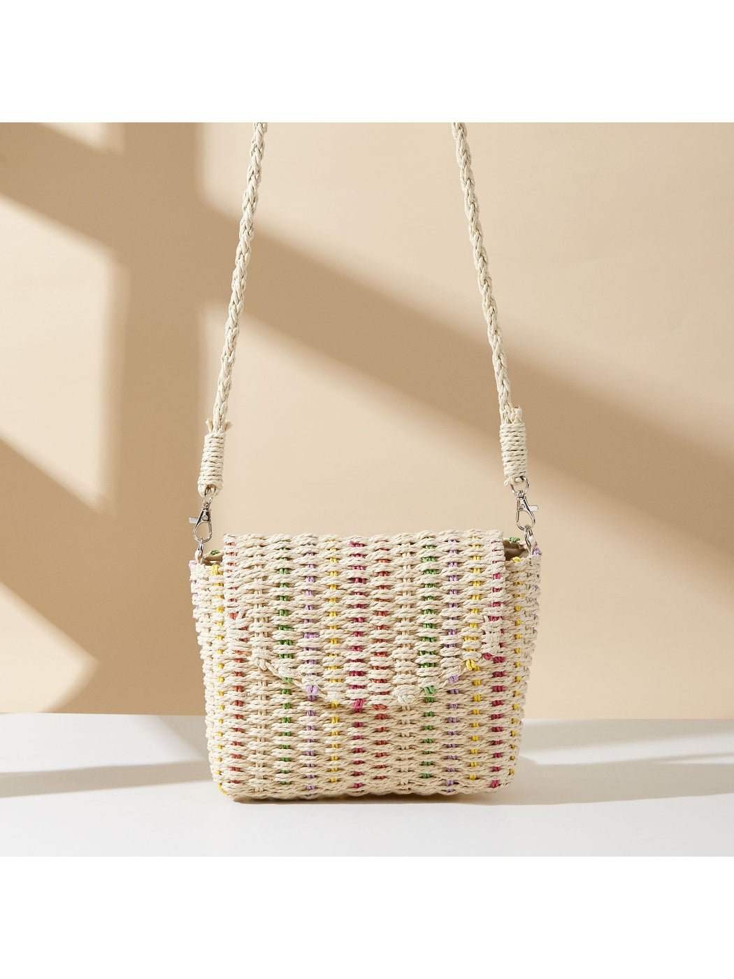 Cosbai - Color Thread Summer Straw Bag - image 2