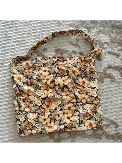 Cosbai - Soft Floral Pattern Casual Shoulder Tote Bag