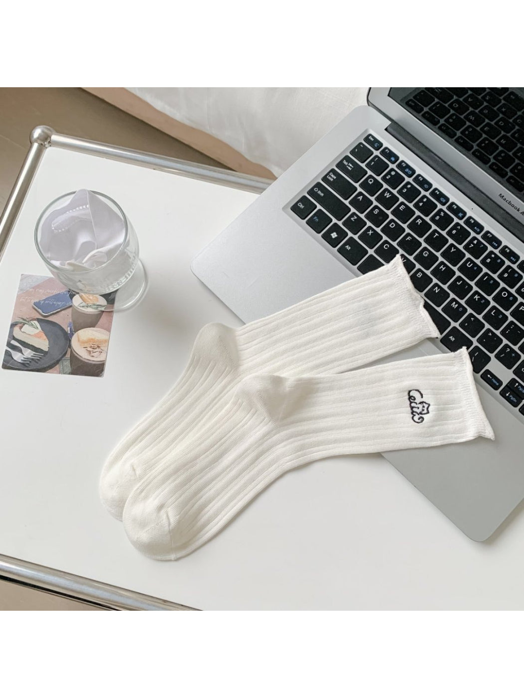 Rufia - Cat Embroidery Ribbed Crew Socks product image 5
