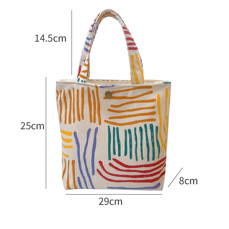 Colorful Striped Corduroy Tote Bag