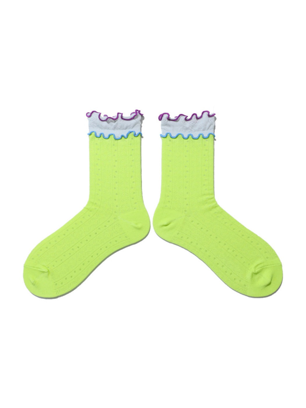 Rufia - Double-Layer Rainbow Colorblock Lace Ankle Socks