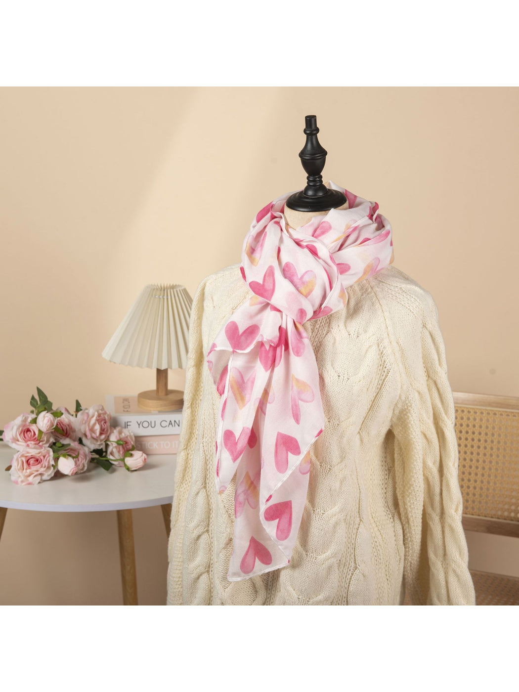 Scarvii - Watercolor Heart Print Scarf