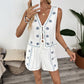 Troposa - Boho White Embroidered Lounge Top and Short Set