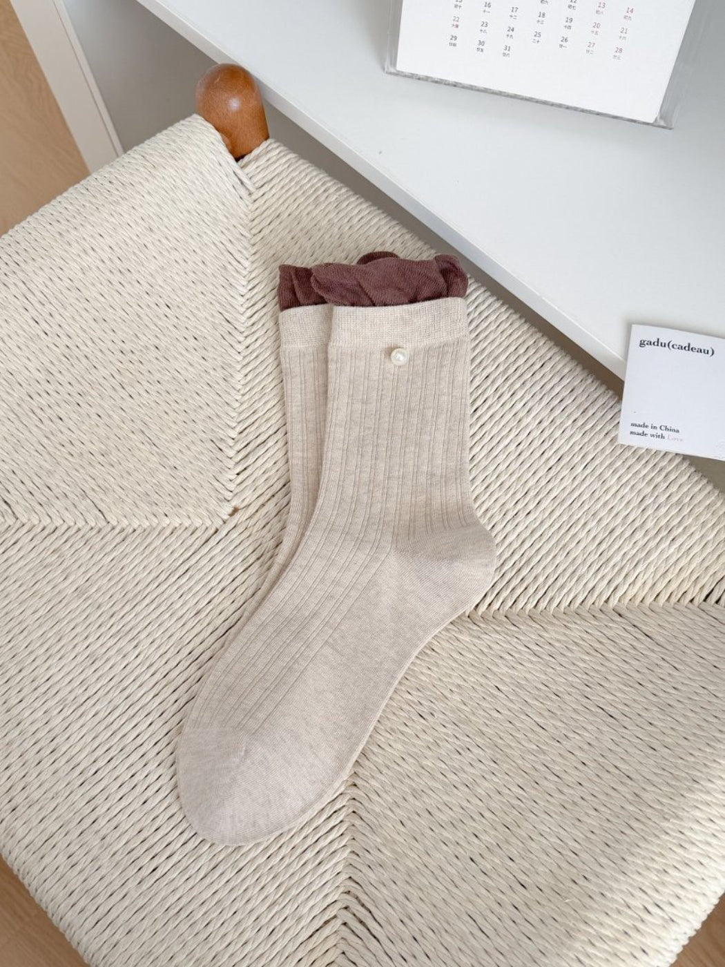 Rufia - Bead Accent Ribbed Crew Socks product image 6