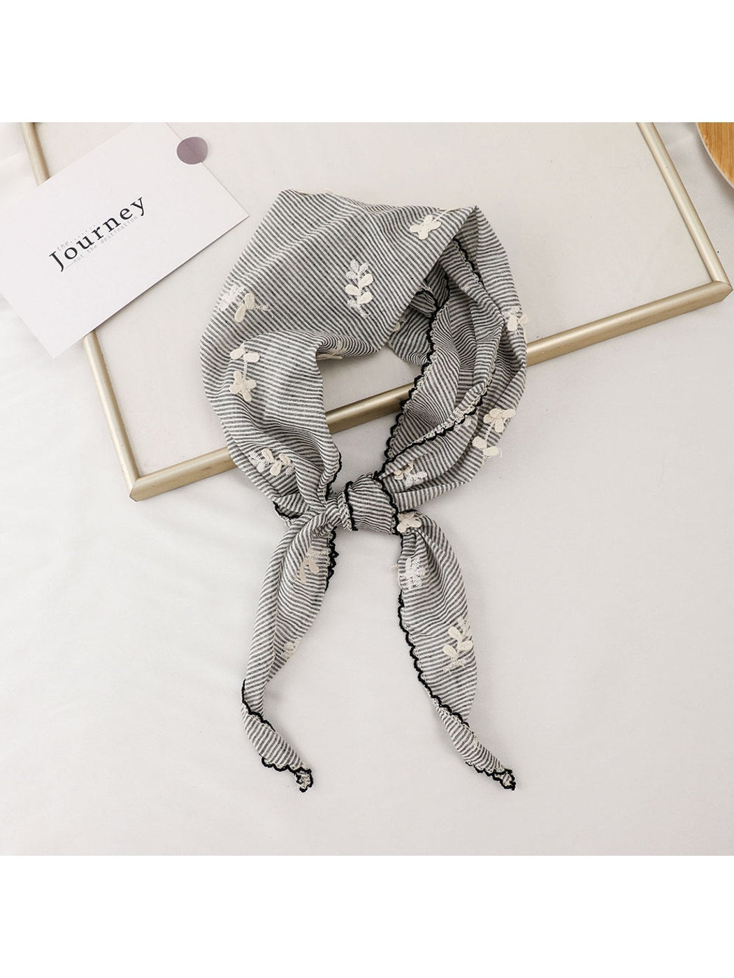 Scarvii - Floral Striped Retro Style Triangle Bandana