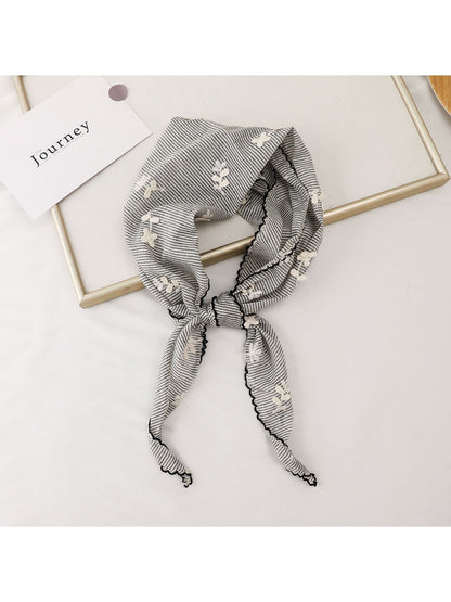 Scarvii - Floral Striped Retro Style Triangle Bandana