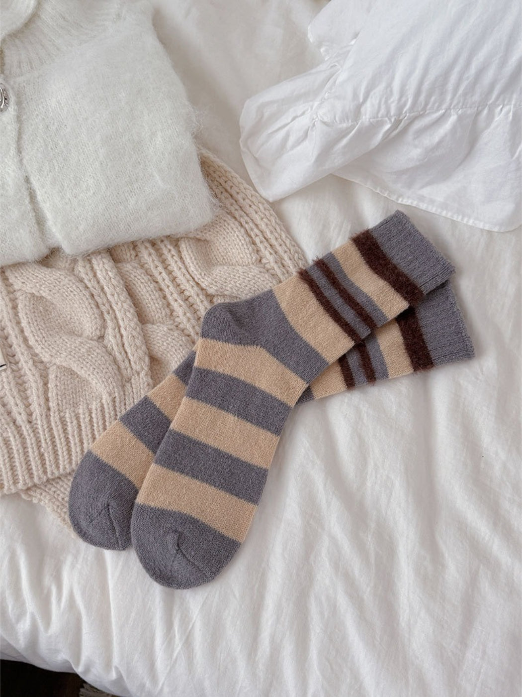 Rufia - Soft Stripe Knit Crew Socks