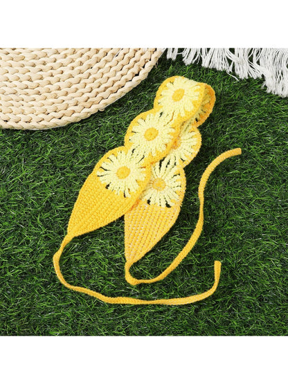 Scarvii - Boho Daisy Knit Front Hair Headband