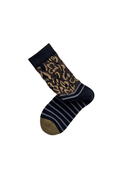Rufia - 3D Leopard Print Mid-Calf Socks