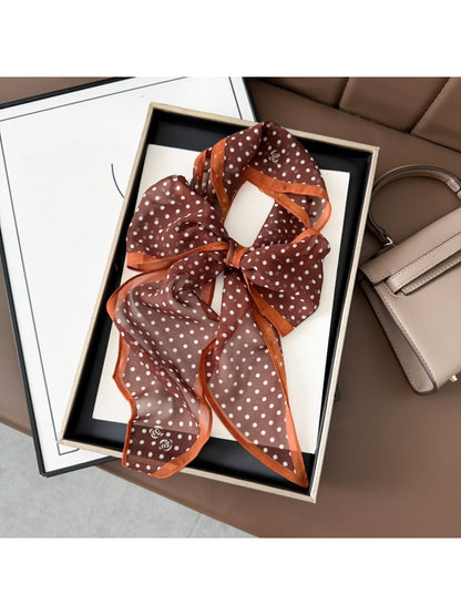 Scarvii - Retro Polka Dot Long Narrow Fashion Scarf