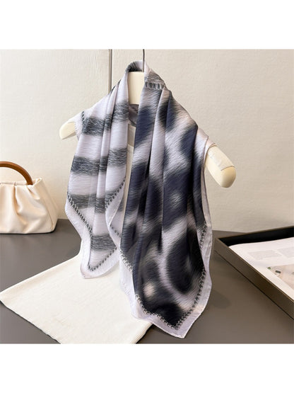 Scarvii - Animal Print Stripe Square Scarf