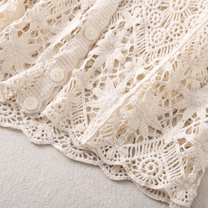 Crosa Crochet Hollow-Out Short-Sleeve Cardigan product shape
