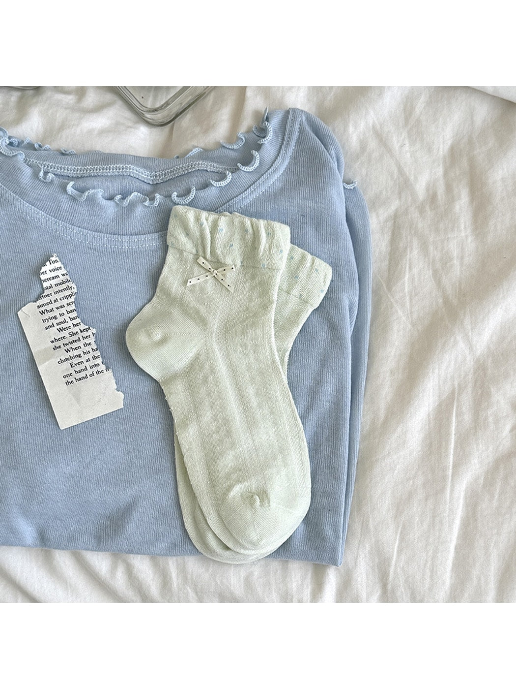 Rufia - Polka Dot Bow Casual Ankle Socks