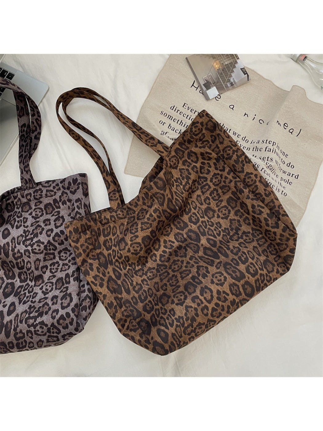 Cosbai - Women's Shoulder Bag with Leopard Print