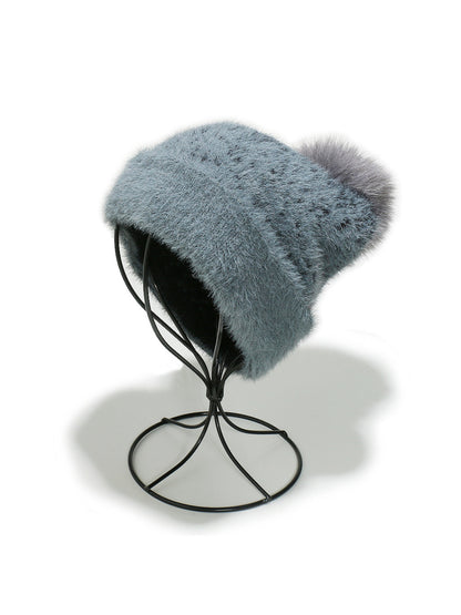 Haila Shiny Yarn Pom Pom Beanie