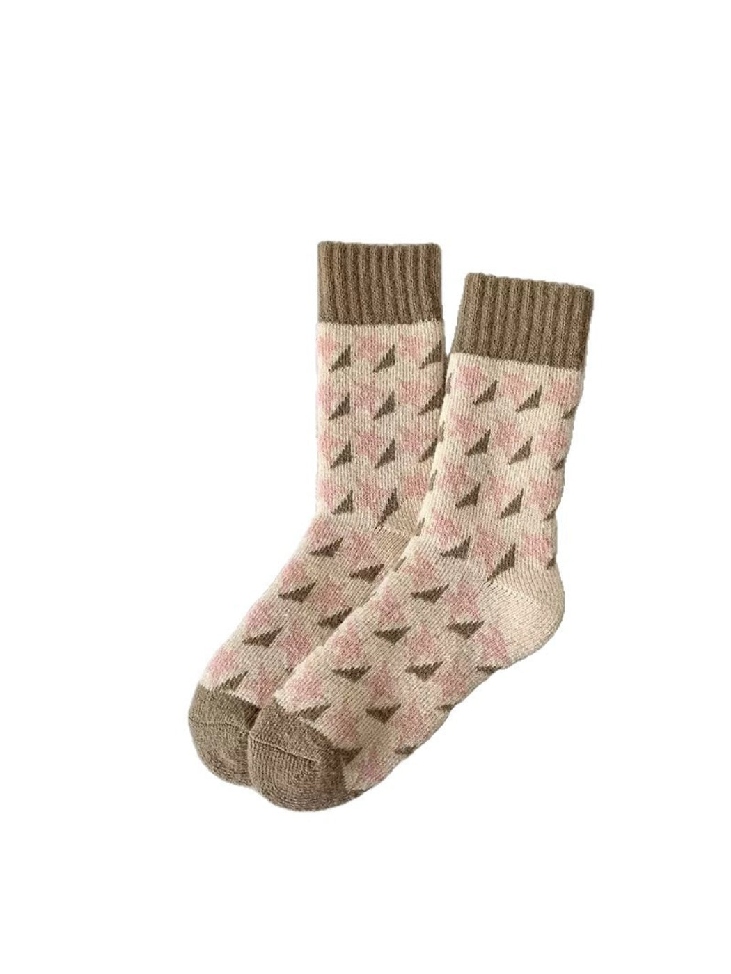 Rufia - Cozy Speckled Diamond Knit Crew Socks