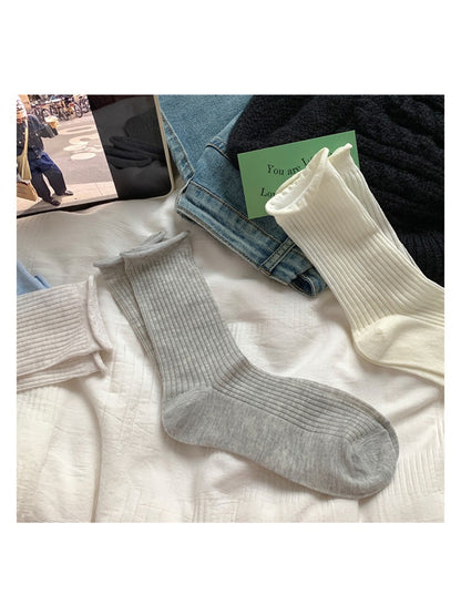 Rufia - Classic Ribbed Texture Crew Socks